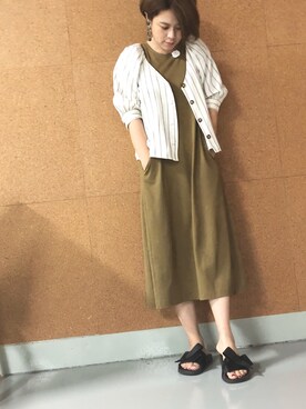「khaki」｜「アイテム（スリッポン）」を使った、Ireneeeee的秋天さん（レディース・164cm）の夏コーディネート