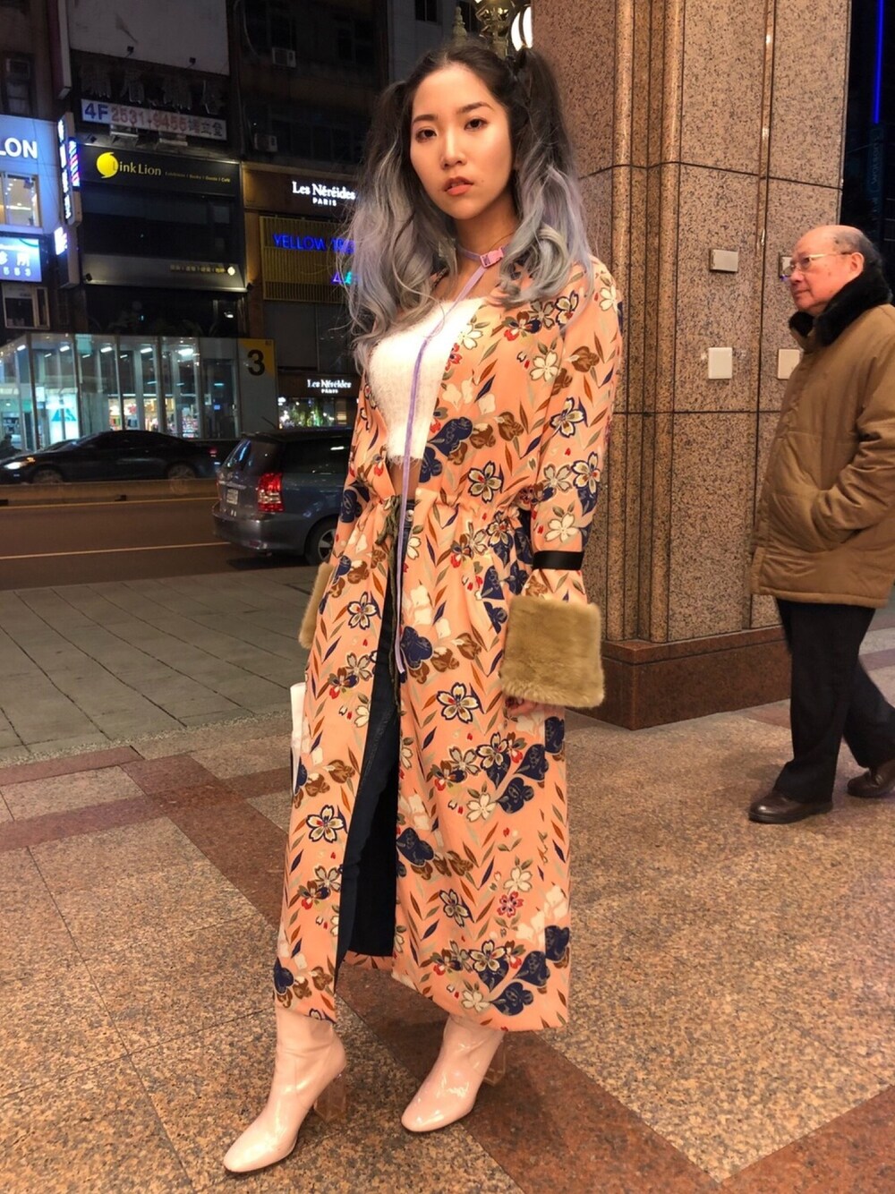 「ZARA、FOREVER 21、DAPHNE、pink、ムッシュ、ファー、和柄」｜「ZARA TRFのアイテム（その他アウター、ピンク系）」を使った、miki nakaoさん（レディース・160cm）の春コーディネートの1枚目の写真