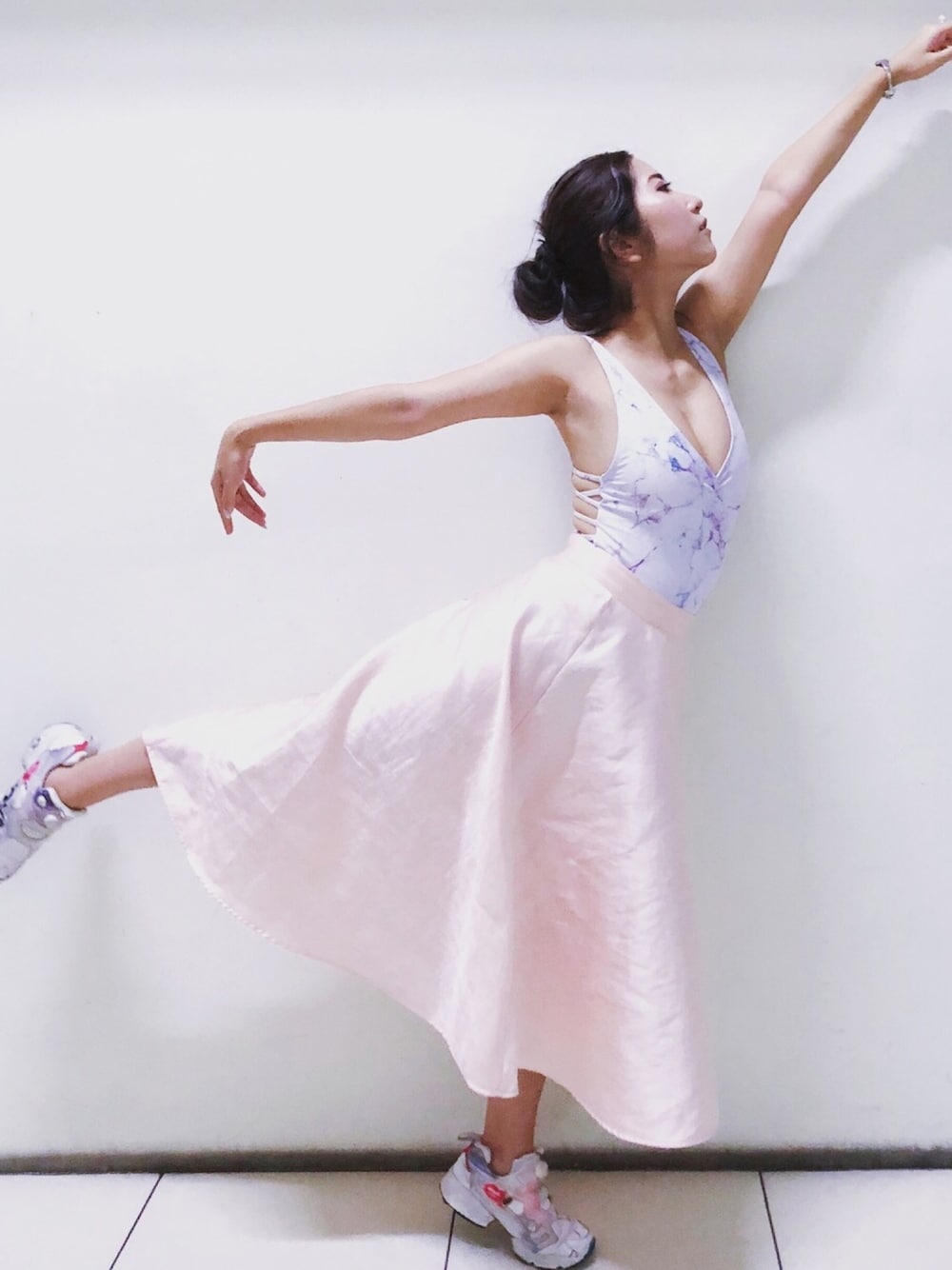 「バレリーナ、Ballerina、大理石、marble、swimwear、水着、PUMP FURY、スウィムウェア、水着コーデ、リーボックラブ」｜「FOREVER 21のアイテム（水着、ホワイト系）」を使った、miki nakaoさん（レディース・160cm）の夏コーディネートの1枚目の写真