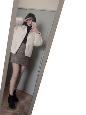 「韓国好きな人と繋がりたい」｜「アイテム（ブルゾン）」を使った、미카(ミカ)さん（レディース・157cm）の秋コーディネート