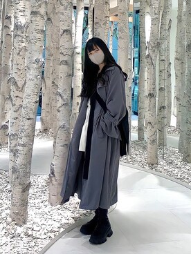 「グレーコーデ」｜「アイテム（トレンチコート）」を使った、미카(ミカ)さん（レディース・157cm）の春コーディネート