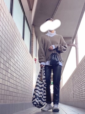 「H&M（エイチ・アンド・エム）のアイテム（その他パンツ）」を使った、プチプラ★くまさんさん（レディース・150cm）の冬コーディネート
