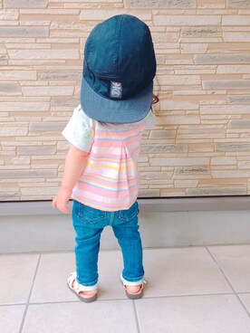「GAP（ギャップ）の1969 マイ ファースト レギンス ジーンズ (ベビー)（デニムパンツ）」を使った、babygirlさん（キッズ・80cm）の夏コーディネート