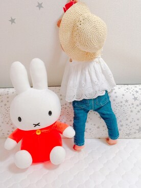 「GAP（ギャップ）の1969 マイ ファースト レギンス ジーンズ (ベビー)（デニムパンツ）」を使った、babygirlさん（キッズ・80cm）の夏コーディネート