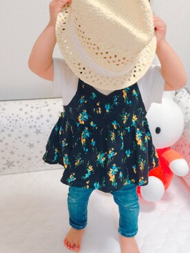 「GAP（ギャップ）の1969 マイ ファースト レギンス ジーンズ (ベビー)（デニムパンツ）」を使った、babygirlさん（キッズ・80cm）の夏コーディネート