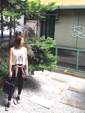 「LOVE BOAT（ラブ・ボート）のアイテム」を使った、つばめさん（レディース・163cm）の夏コーディネート