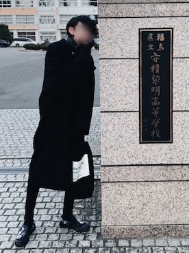 「LAD MUSICIAN（ラッドミュージシャン）のアイテム（チェスターコート）」を使った、shionさん（メンズ・177cm）の冬コーディネート
