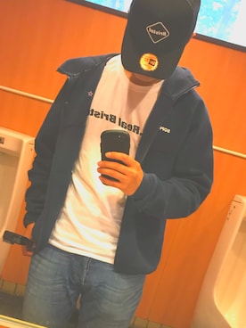「F.C.R.B.（エフシーアールビー）のアイテム（帽子）」を使った、しまぼげさん（メンズ・179cm）の春コーディネート