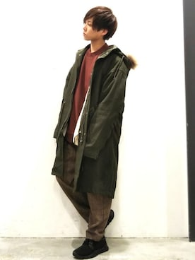 「CASPER JOHN（キャスパージョン）のアイテム（モッズコート）」を使った、miyagi さん（メンズ・161cm）の秋コーディネート