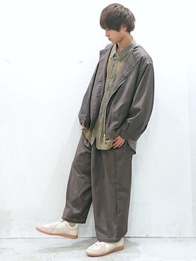 「CASPER JOHN（キャスパージョン）のアイテム（ライダースジャケット）」を使った、miyagi さん（メンズ・161cm）の秋コーディネート