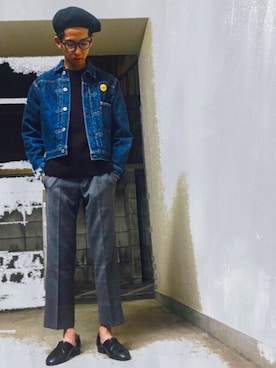 「アイテム（ハンチング/ベレー帽）」を使った、もんたさん（メンズ・163cm・20代）の冬コーディネート