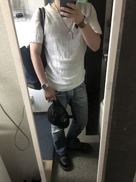 「ARMANI EXCHANGE（アルマーニエクスチェンジ）のアイテム（キャップ）」を使った、hiroさん（メンズ・161cm）の夏コーディネート
