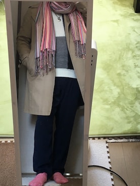 「UNIQLO（ユニクロ）のアイテム（スラックス、ブラック系）」を使った、hiroさん（メンズ・161cm）の冬コーディネート