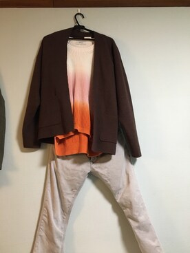 Gu ジーユー のノーカラージャケット ブラウン系 を使ったメンズ人気ファッションコーディネート Wear