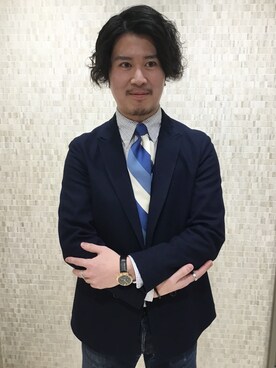 「ストライプネクタイ」｜田村さん（メンズ・170cm）の春コーディネート