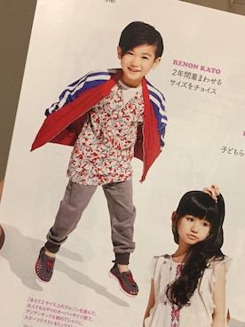 「DIESEL（ディーゼル）のアイテム（ジャケット/アウター）」を使った、三兄弟さん（キッズ・100cm）の夏コーディネート
