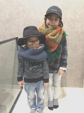 「BEAUTY&YOUTH UNITED ARROWS(ビューティーアンドユースユナイテッドアローズ)のアイテム」を使った、三兄弟さん(キッズ・110cm)の冬コーディネート