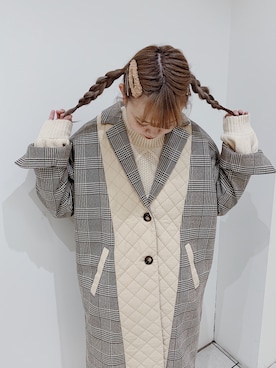 「sakishimatokyo（サキシマトーキョー）のアイテム（チェスターコート）」を使った、よしださきさん（レディース・158cm）の冬コーディネート