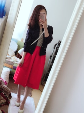 「COMME CA DU MODE（コムサデモード）のアイテム（ブルゾン）」を使った、haruさん（レディース・157cm）の春コーディネート