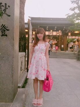 「dazzlin（ダズリン）のヴィンテージ花柄ワンピース（ワンピース）」を使った、asuka0202さん（レディース・160cm）の夏コーディネート