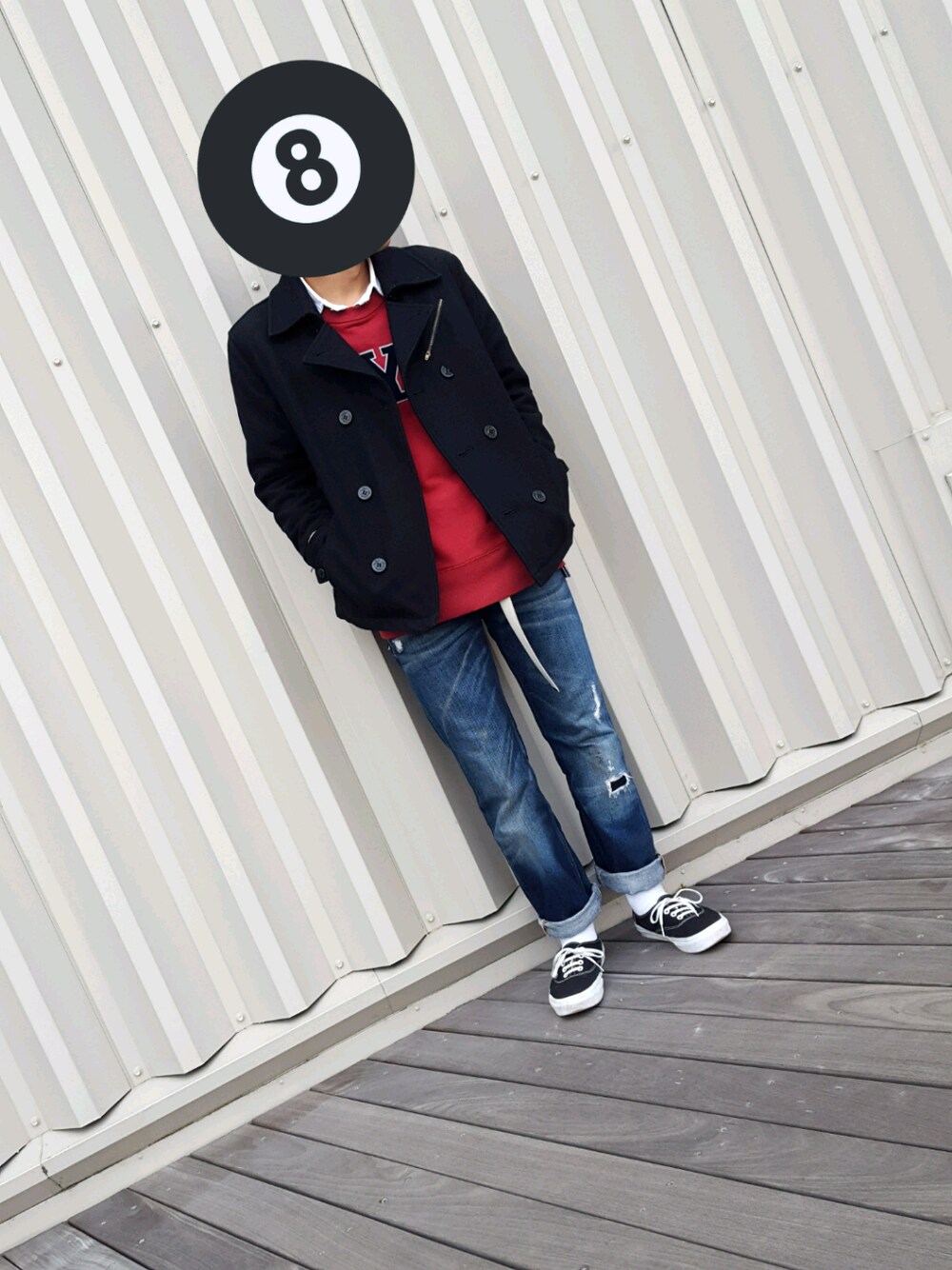 「Champion、Diesel、Polo Ralph Lauren」｜「HAREのアイテム（ベルト、ホワイト系）」を使った、うーのさん（メンズ・160cm）の冬コーディネートの1枚目の写真