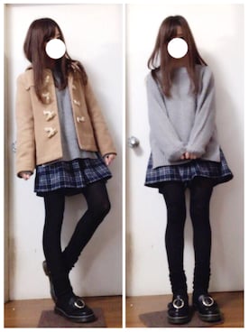 「キュロット」｜「アイテム（ダッフルコート）」を使った、ito *·⑅さん（レディース・154cm）の冬コーディネート
