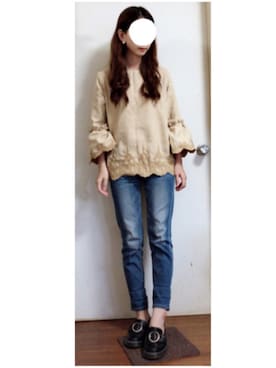 「スカラップ」｜「アイテム（ローファー）」を使った、ito *·⑅さん（レディース・154cm）の秋コーディネート