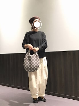 「ミナペルホネン」｜「アイテム（ハンチング/ベレー帽）」を使った、koco.さん（レディース・156cm）の秋コーディネート