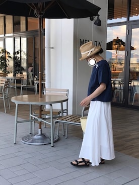 「ロンクスカート」｜「アイテム（帽子）」を使った、koco.さん（レディース・156cm）の夏コーディネート
