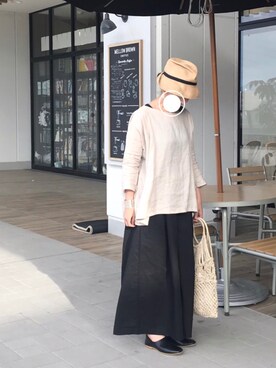 「キュロット」｜「アイテム（スリッポン）」を使った、koco.さん（レディース・156cm）の春コーディネート