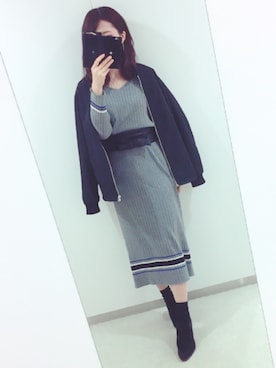 「サッシュベルト」｜「アイテム（MA-1）」を使った、aya*さん（レディース・162cm）の冬コーディネート