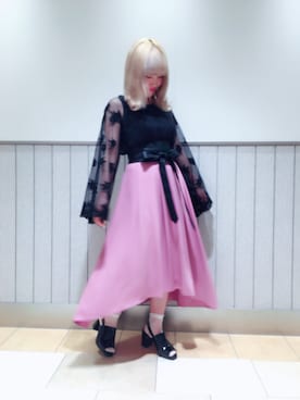 「透けトップス」｜「アイテム（その他）」を使った、ゆきみさん（レディース・153cm）の春コーディネート