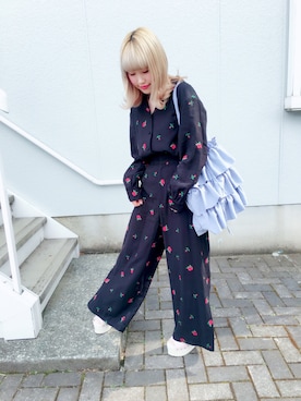 「バラ柄」｜「アイテム（その他）」を使った、ゆきみさん（レディース・153cm）の春コーディネート