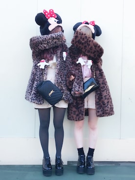「ヒョウ柄コート」｜ゆきみさん（レディース・153cm）の冬コーディネート