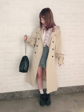 「archives（アルシーヴ）のアイテム（トレンチコート）」を使った、ゆきみさん（レディース・153cm）の春コーディネート