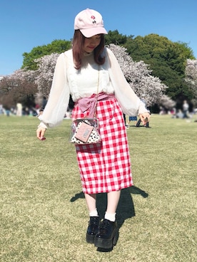 「透けトップス」｜「アイテム（その他）」を使った、ゆきみさん（レディース・153cm）の春コーディネート