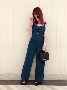 「archives（アルシーヴ）のアイテム（オールインワン・サロペット）」を使った、ゆきみさん（レディース・153cm）の春コーディネート