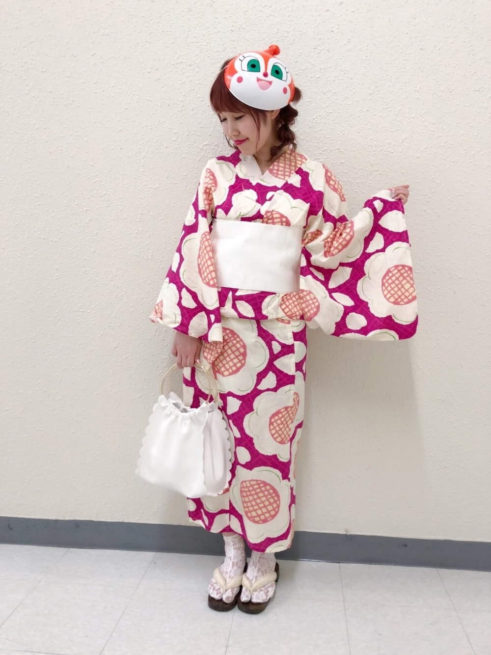 「浴衣、お祭り、夏コーデ、和服、ピンク、低身長、花火大会」｜「👘💕💕のアイテム（浴衣、ピンク系）」を使った、ゆきみさん（レディース・153cm）の夏コーディネートの1枚目の写真