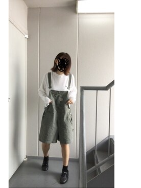 「American Eagle（アメリカンイーグル）のアイテム（オールインワン・サロペット）」を使った、≡さん（レディース・158cm）の春コーディネート
