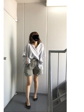 「ビッグシャツ」｜「アイテム（バレエシューズ）」を使った、≡さん（レディース・158cm）の夏コーディネート