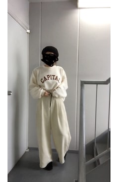 「スエット」｜「アイテム（モカシン/デッキシューズ）」を使った、≡さん（レディース・158cm）の冬コーディネート