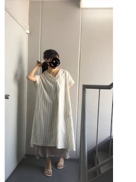 「ワッシャースカート」｜「アイテム（ワンピース/ドレス）」を使った、≡さん（レディース・158cm）の春コーディネート