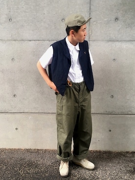 「アイテム（サスペンダー）」を使った、ヒロキさん（メンズ・164cm）の夏コーディネート