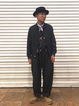 「Pherrow's（フェローズ）のアイテム（その他アウター）」を使った、ヒロキさん（メンズ・164cm）の秋コーディネート