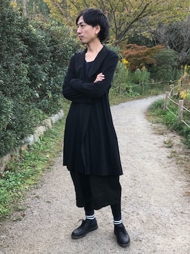 「Yohji Yamamoto +Noir（ヨウジヤマモトプリュスノアール）のアイテム（その他アウター）」を使った、ま〜し〜さん（メンズ・177cm）の秋コーディネート