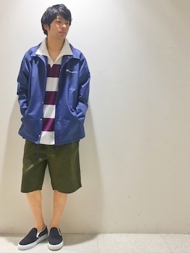 「Champion（チャンピオン）のアイテム（ブルゾン）」を使った、Masahiro  Makimotoさん（メンズ・162cm）の夏コーディネート