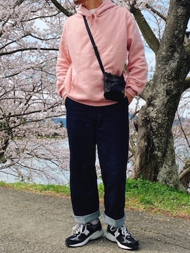 「LOOPWHEELER（ループウィラー）のアイテム（パーカー）」を使った、kentaさん（メンズ・181cm）の春コーディネート