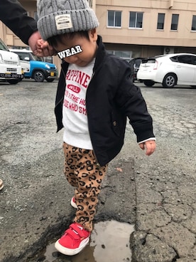 「PUMA」｜「アイテム（MA-1）」を使った、KeeeTさん（キッズ・80cm）の冬コーディネート