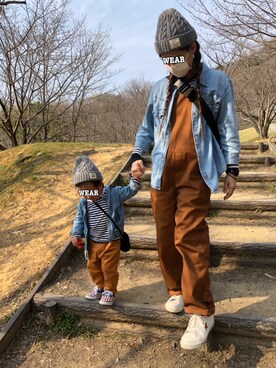 「FREAK'S STORE（フリークスストア）のアイテム（オールインワン・サロペット）」を使った、KeeeTさん（キッズ・80cm）の春コーディネート