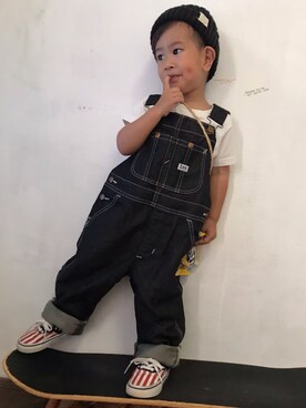 「ノースフェイス」｜「アイテム（オールインワン・サロペット）」を使った、KeeeTさん（キッズ・80cm）の夏コーディネート